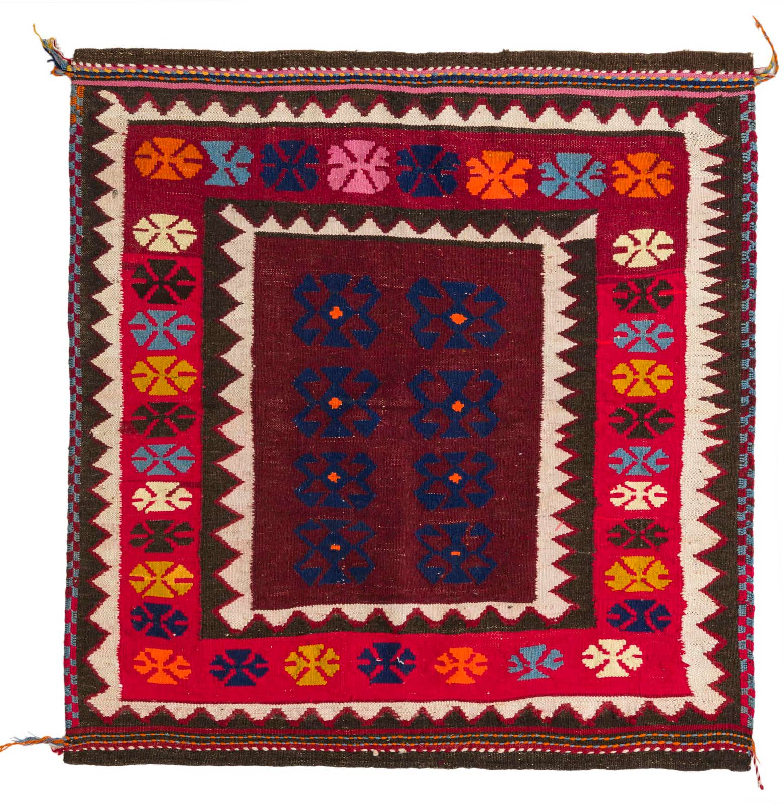 4' 1 x 4' 2 Hand Woven Kilim Fars Wool Square Rug
