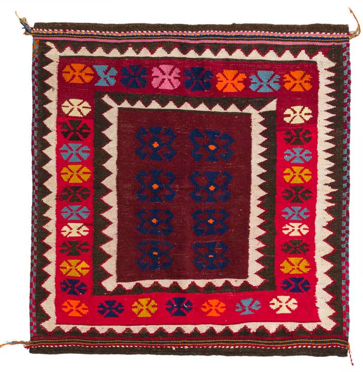 4' 1 x 4' 2 Hand Woven Kilim Fars Wool Square Rug