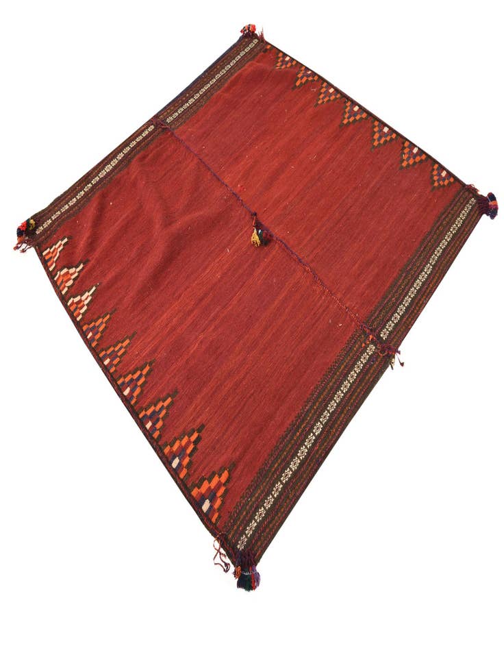 Detail image of 5' x 5' 2 Hand Woven Kilim Fars Wool Square Rug