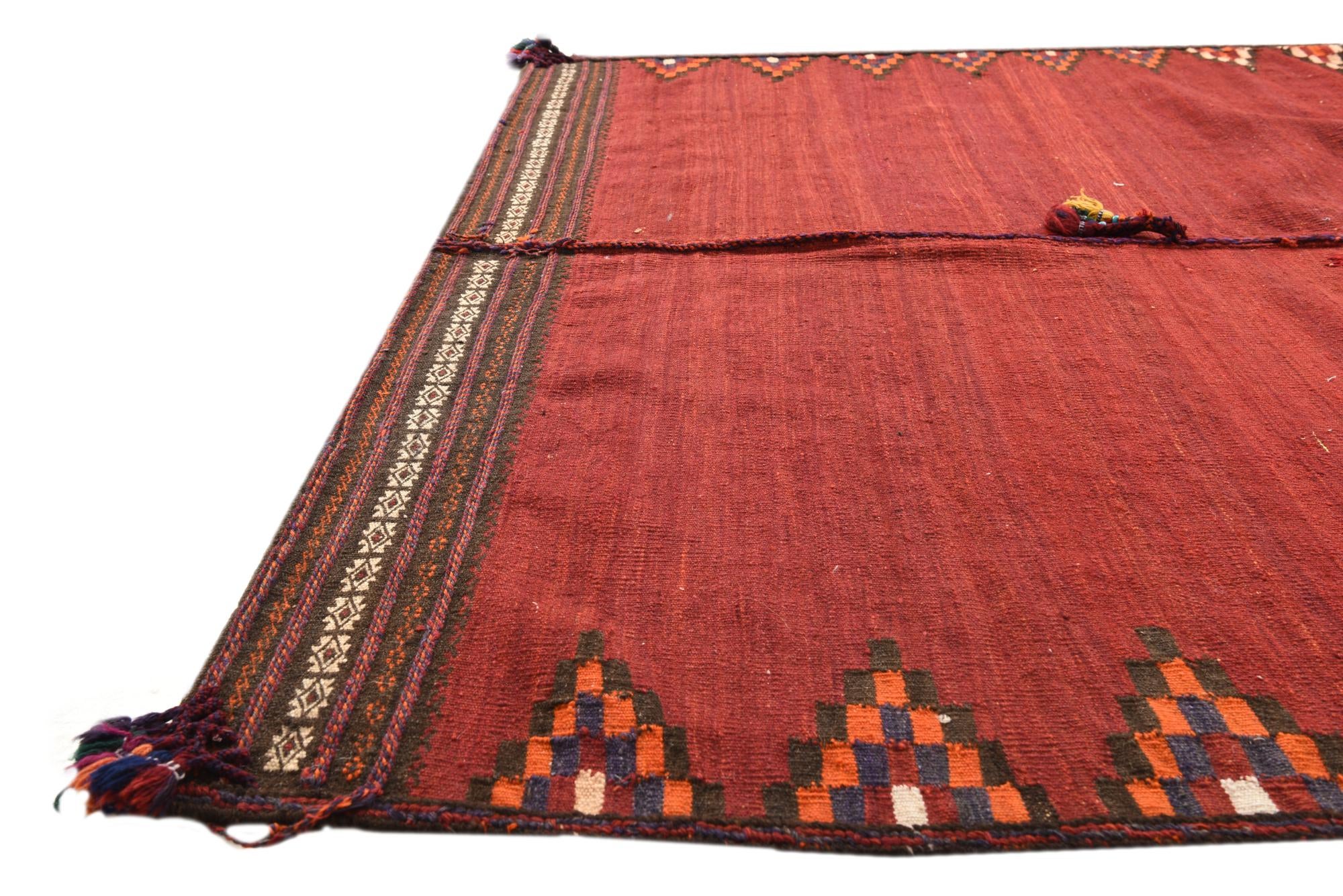 5' x 5' 2 Hand Woven Kilim Fars Wool Square Rug