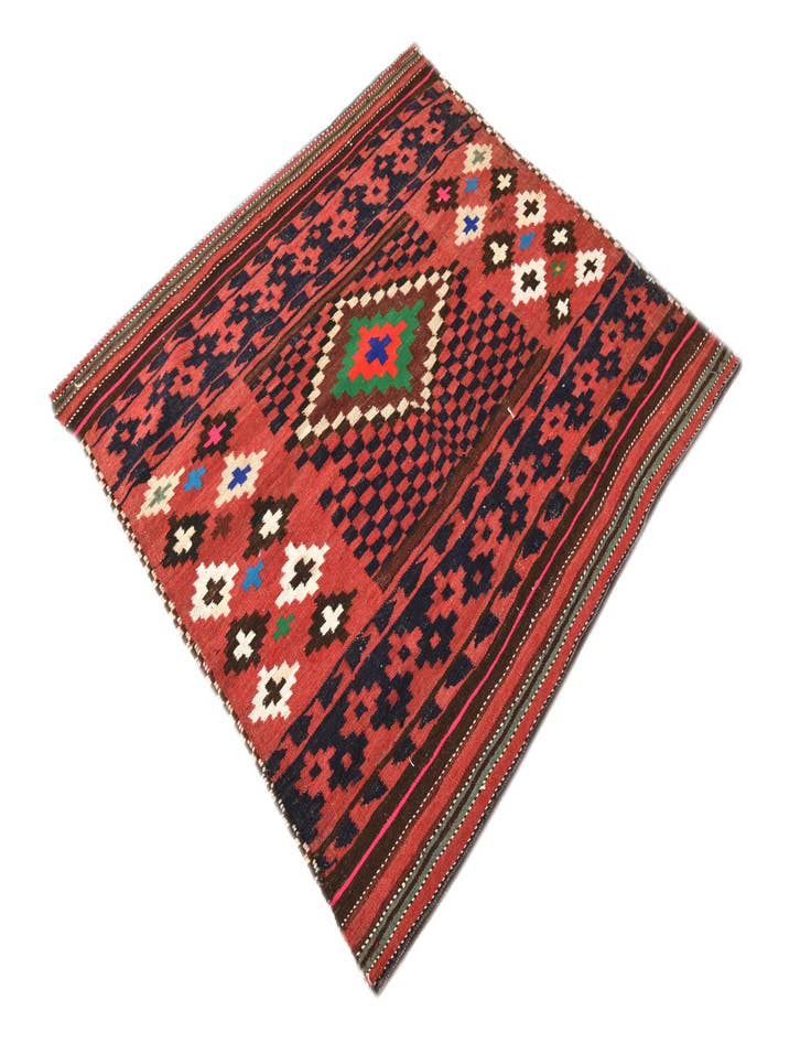 Detail image of 4' x 4'  Hand Woven Kilim Fars Wool Square Rug