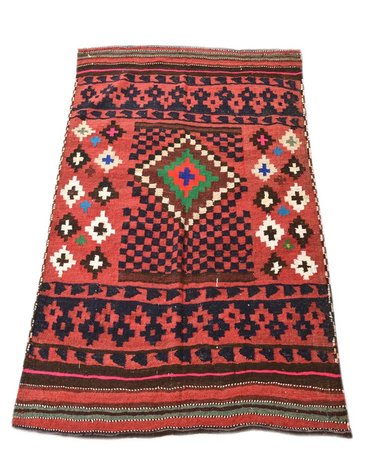 Detail image of 4' x 4'  Hand Woven Kilim Fars Wool Square Rug