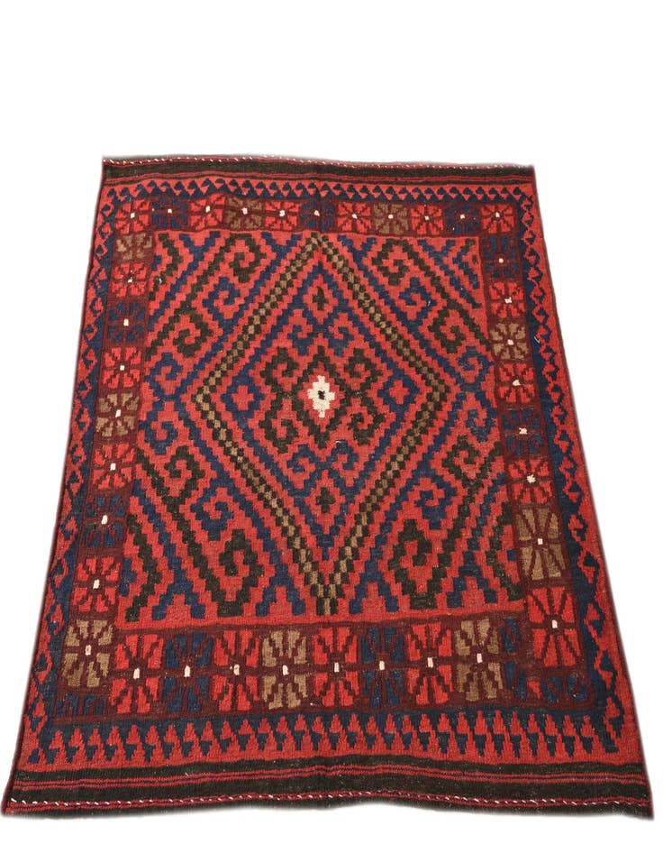 Detail image of 4' x 4'  Hand Woven Kilim Fars Wool Square Rug