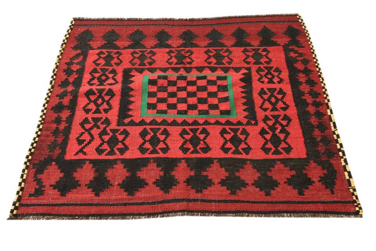 Detail image of 4' x 4' Hand Woven Kilim Fars Wool Square Rug