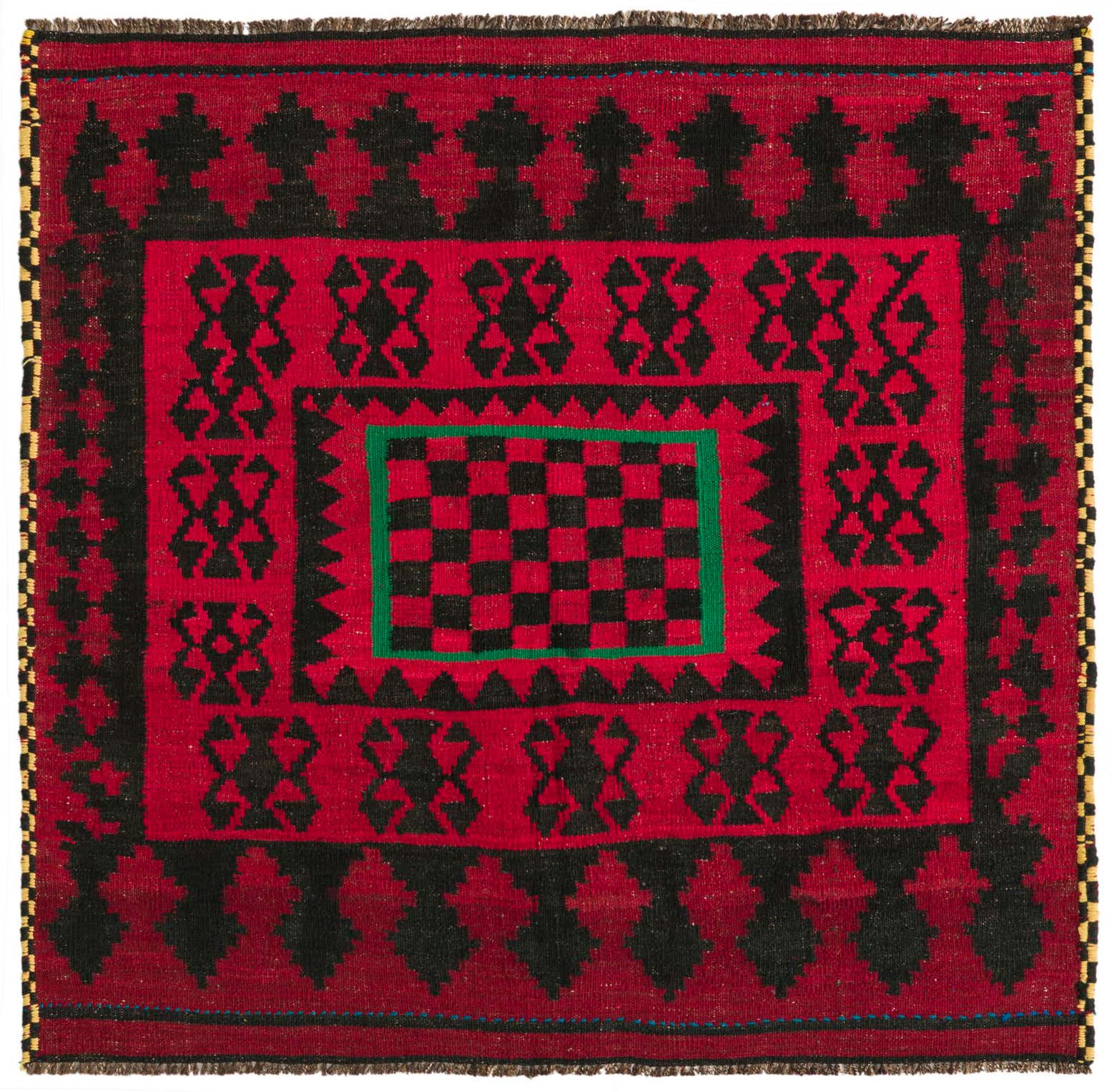 4' x 4' Hand Woven Kilim Fars Wool Square Rug