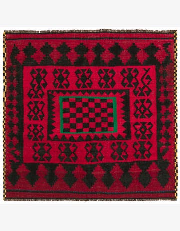 4' x 4' Hand Woven Kilim Fars Wool Square Rug
