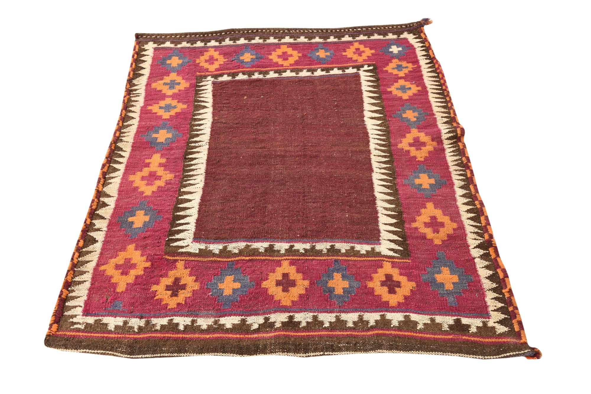 110cm x 140cm Hand Woven Kilim Fars Wool Square Rug