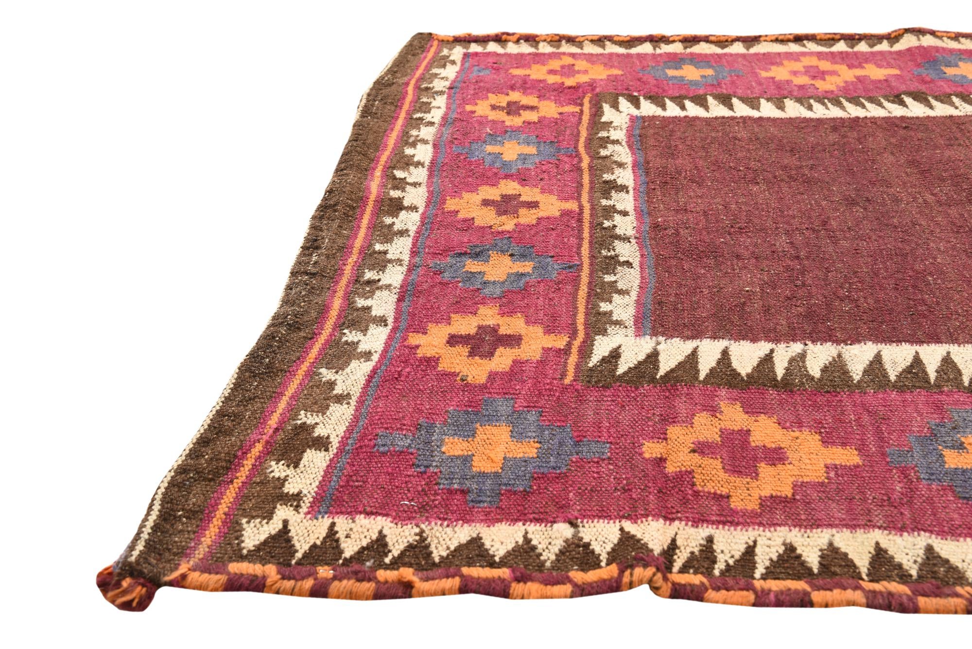 110cm x 140cm Hand Woven Kilim Fars Wool Square Rug