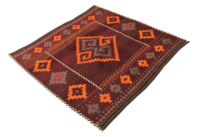 3' 10 x 3' 10 Hand Woven Kilim Fars Wool Square Rug