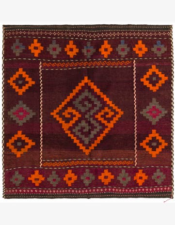 3' 10 x 3' 10 Hand Woven Kilim Fars Wool Square Rug
