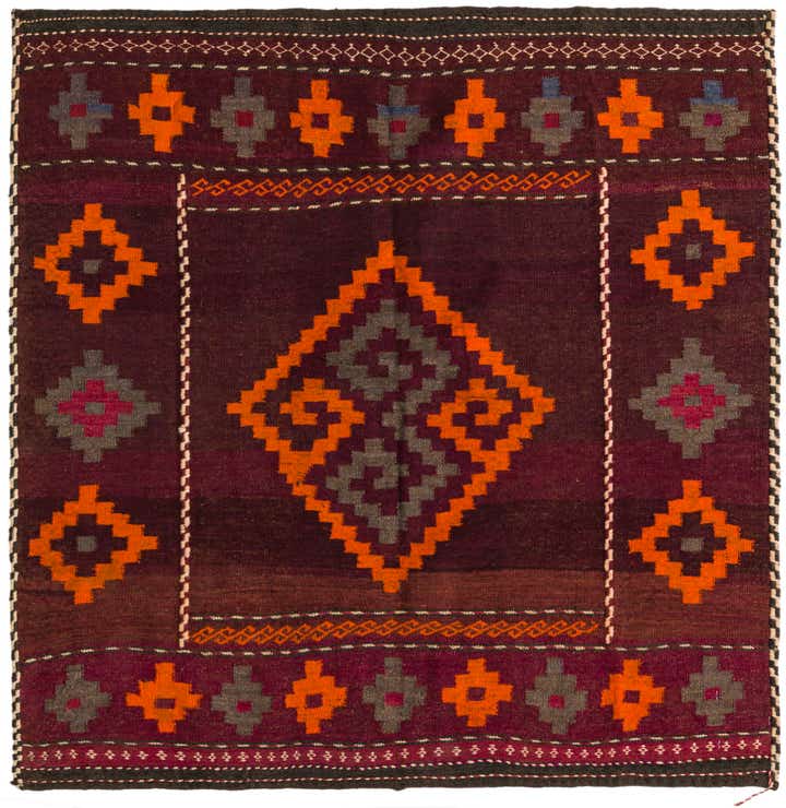 3' 10 x 3' 10 Hand Woven Kilim Fars Wool Square Rug