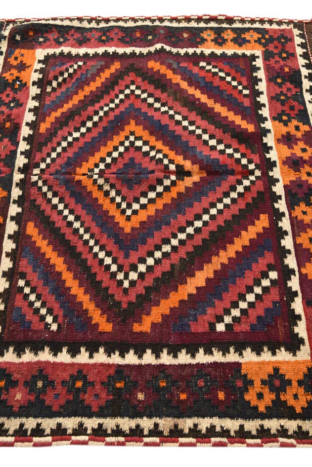 Detail image of 4' 5 x 4' 8 Hand Woven Kilim Fars Wool Square Rug
