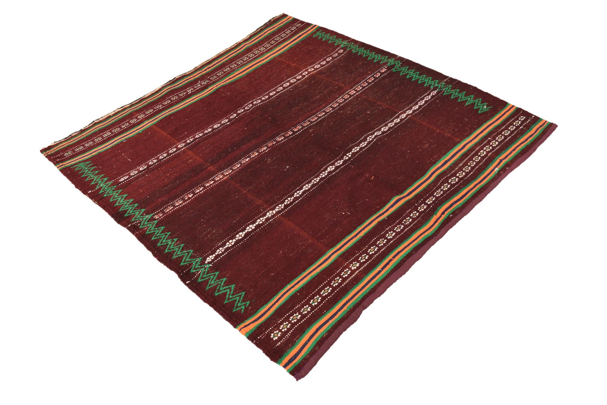 125cm x 135cm Tejido a mano Kilim Fars Alfombra Lana Cuadrado