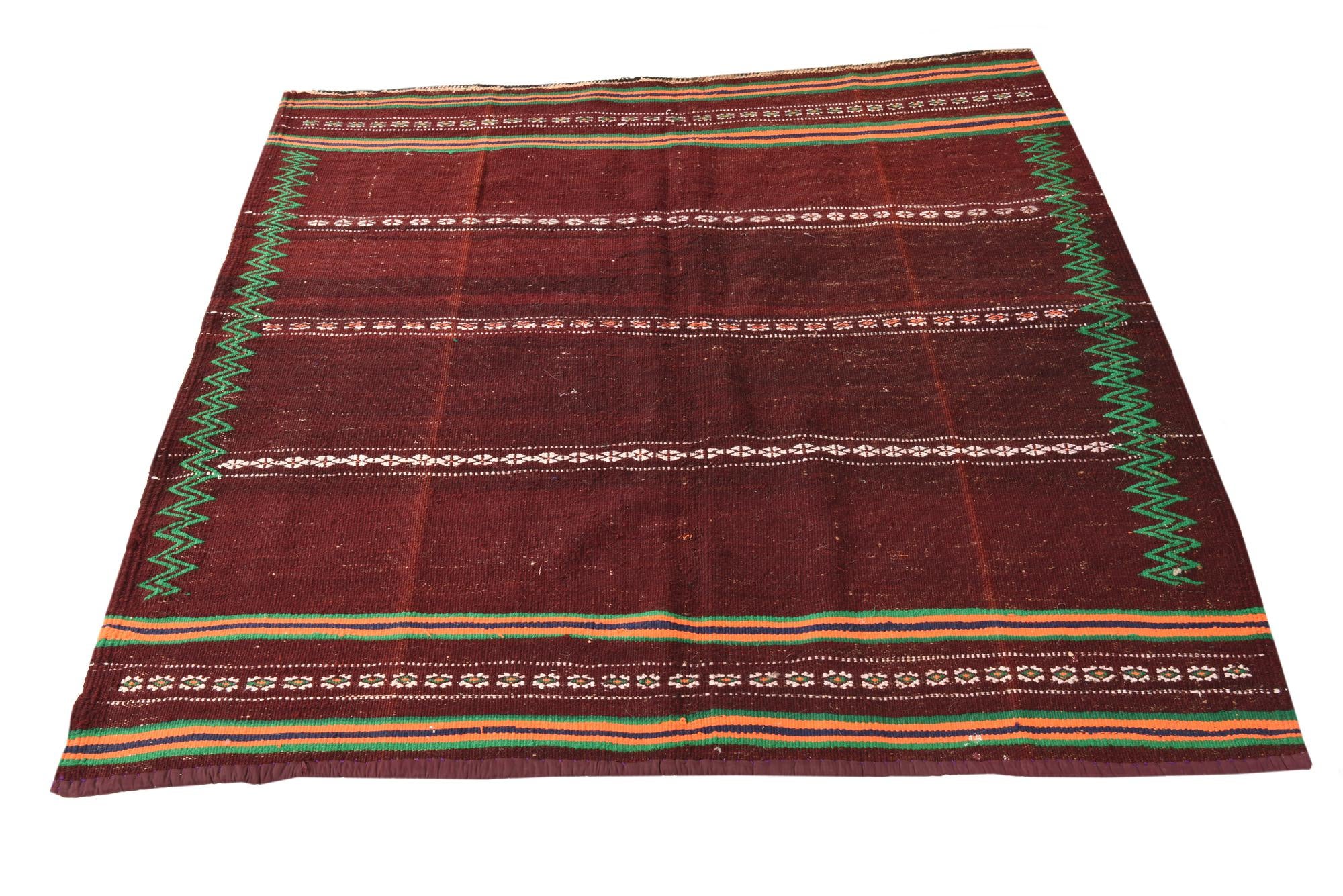 125cm x 135cm Tejido a mano Kilim Fars Alfombra Lana Cuadrado