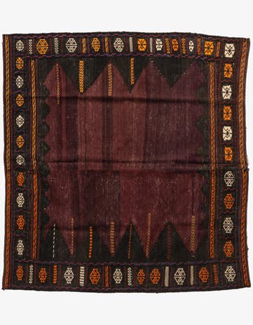 4' 2 x 4' 6 Hand Knotted Kilim Fars Persian Wool Square Rug