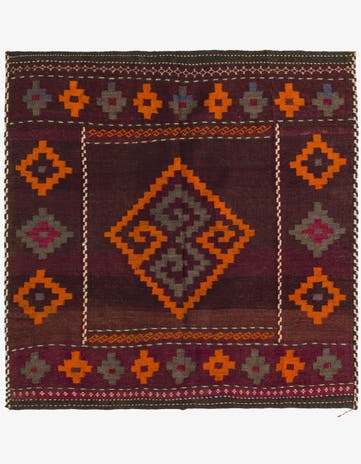 3' 10 x 3' 10 Hand Woven Kilim Fars Wool Square Rug