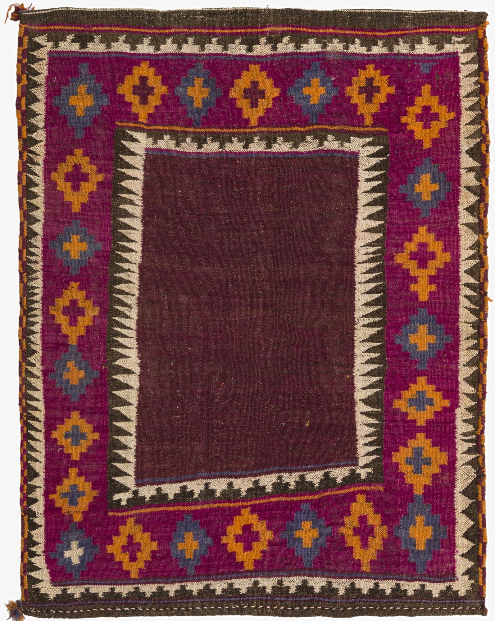 3' 8 x 4' 7  Hand Woven Kilim Fars Wool Square Rug