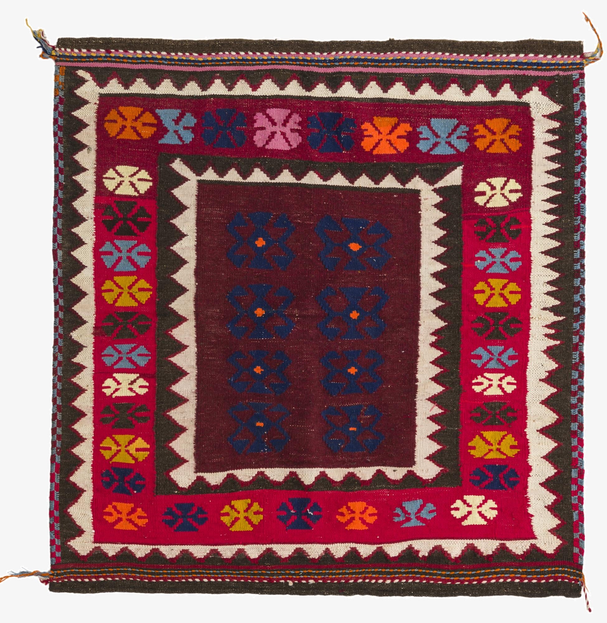 4' 1 x 4' 2  Hand Woven Kilim Fars Wool Square Rug