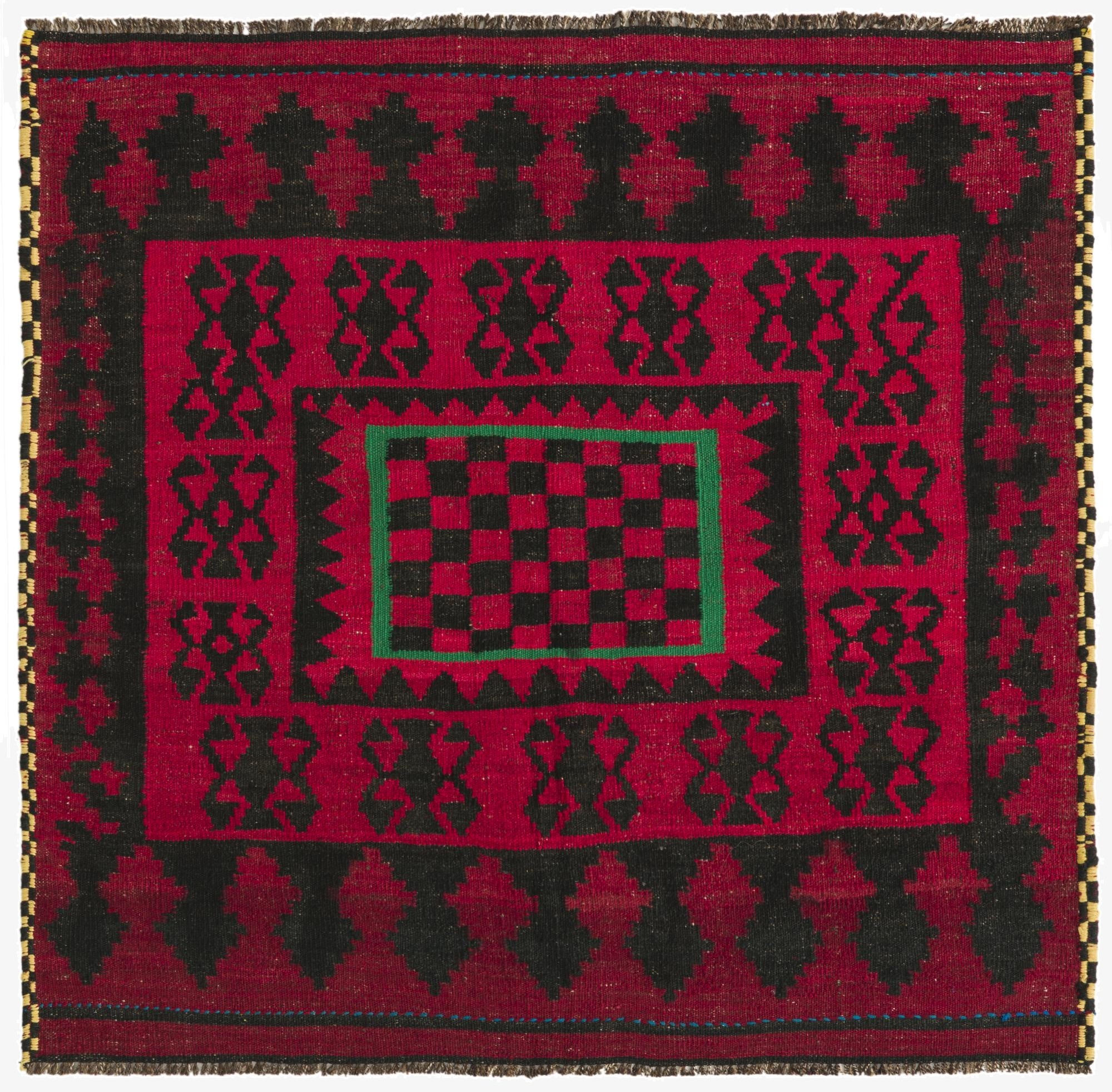 4' x 4'  Hand Woven Kilim Fars Wool Square Rug