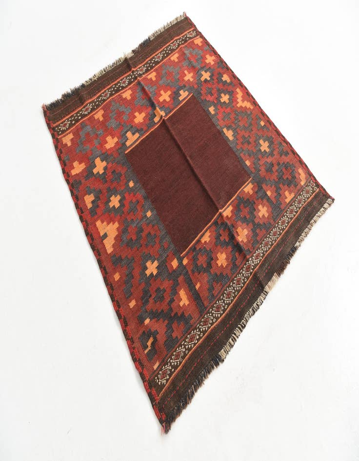 Detail image of 4' 1 x 4' 6  Hand Woven Kilim Maymana Wool Square Rug