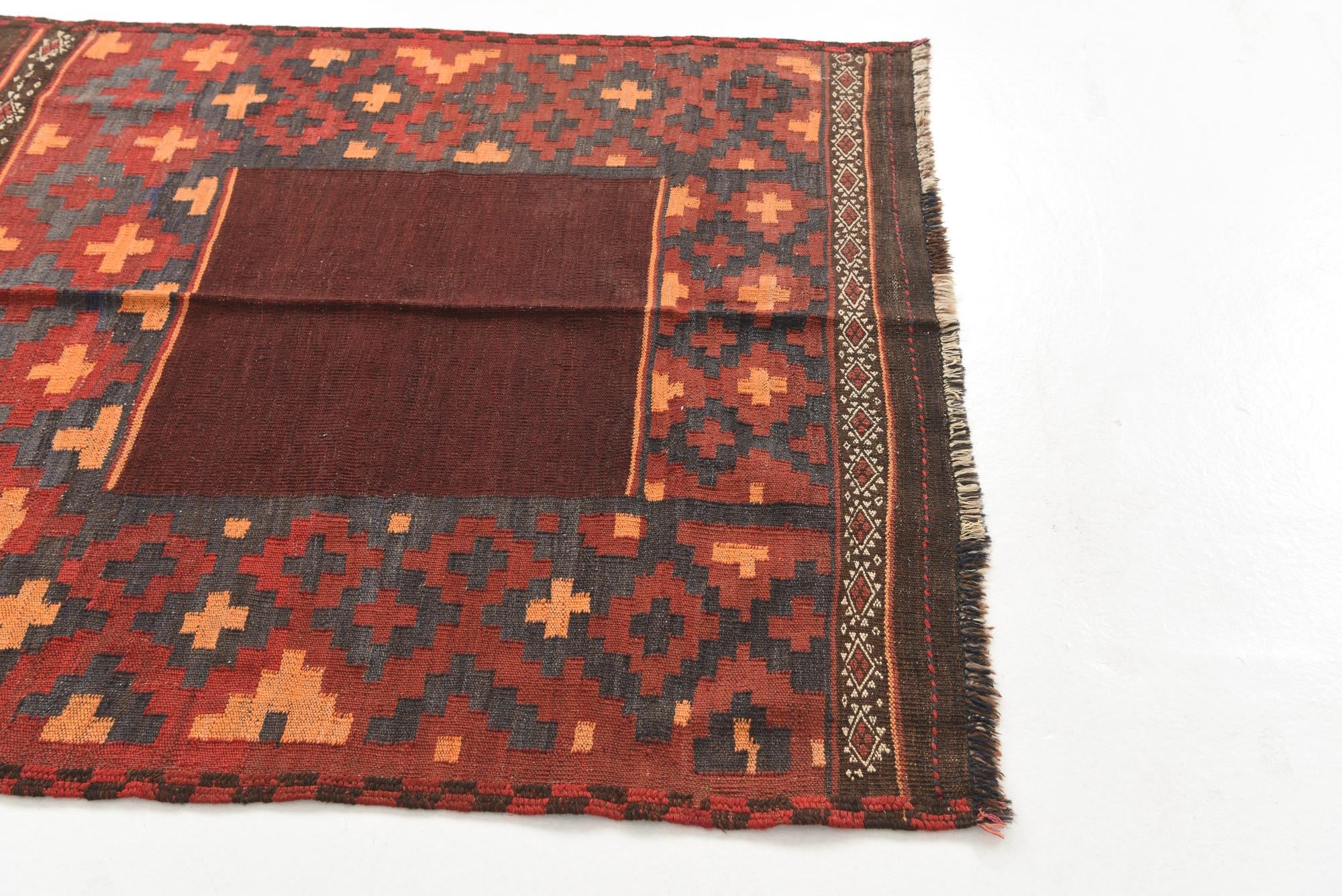 125cm x 135cm Tejido a mano Kilim Maymana Alfombra Lana Cuadrado
