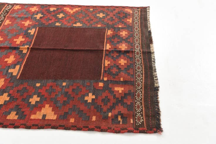 Detail image of 4' 1 x 4' 6 Hand Woven Kilim Maymana Wool Square Rug