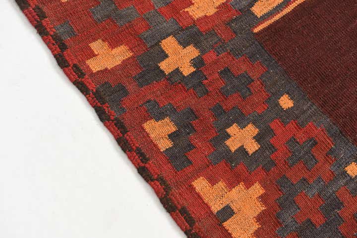 4' 1 x 4' 6 Hand Woven Kilim Maymana Wool Square Rug