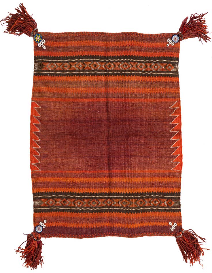 Detail image of 3' 2 x 3' 10 Hand Woven Kilim Maymana Wool Square Rug