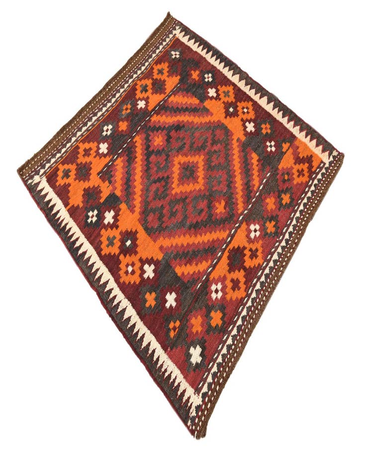 Detail image of 4' x 4' 3  Hand Woven Kilim Maymana Wool Square Rug