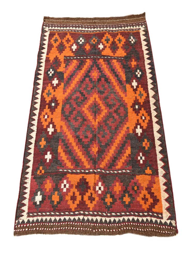 4' x 4' 3 Hand Woven Kilim Maymana Wool Square Rug