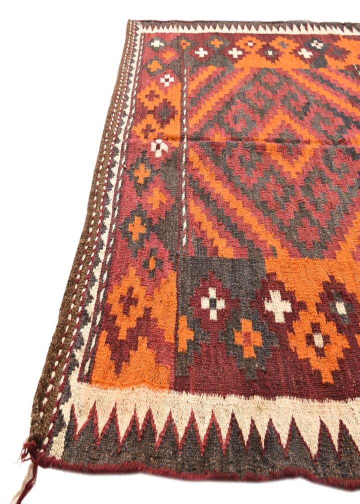 4' x 4' 3 Hand Woven Kilim Maymana Wool Square Rug