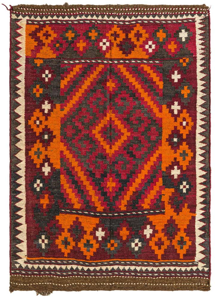 4' x 4' 3 Hand Woven Kilim Maymana Wool Square Rug