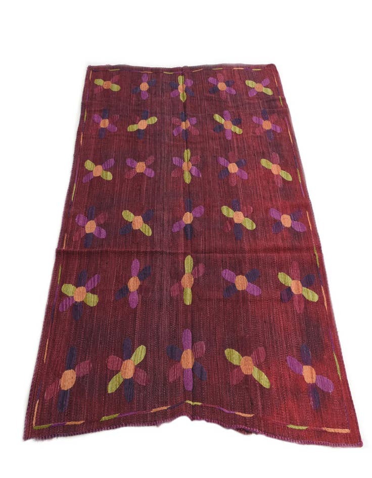 Detail image of 5' 4 x 6'  Hand Woven Kilim Suzani Wool Square Rug