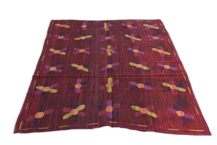 5' 4 x 6' Hand Woven Kilim Suzani Wool Square Rug