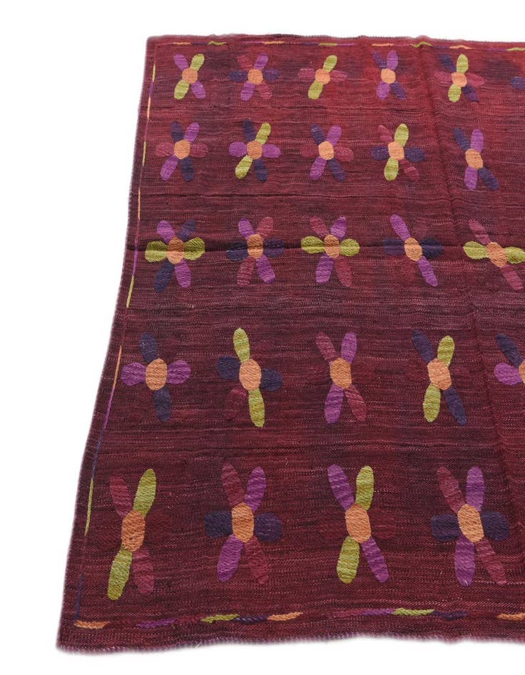 Detail image of 5' 4 x 6'  Hand Woven Kilim Suzani Wool Square Rug