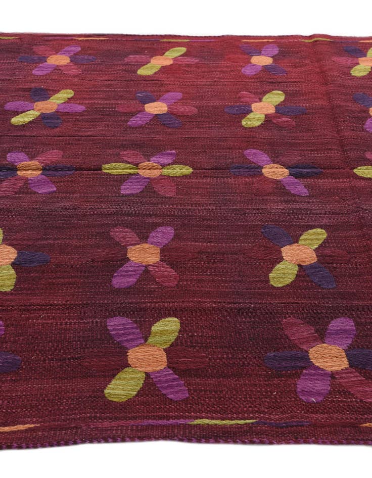 Detail image of 5' 4 x 6'  Hand Woven Kilim Suzani Wool Square Rug