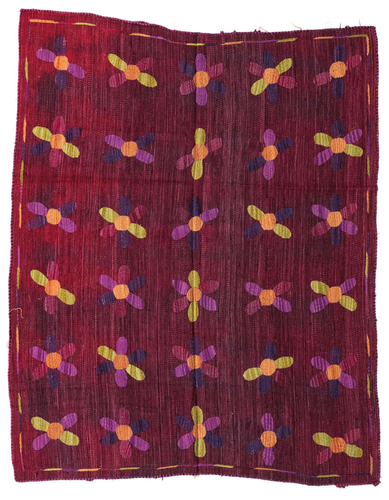 5' 4 x 6' Hand Woven Kilim Suzani Wool Square Rug