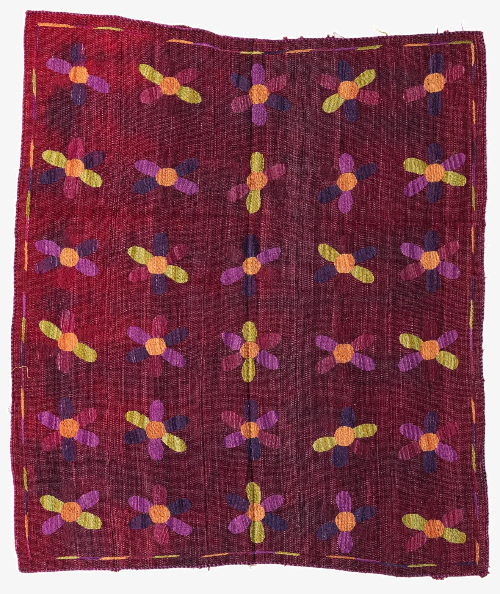 5' 4 x 6'  Hand Woven Kilim Suzani Wool Square Rug