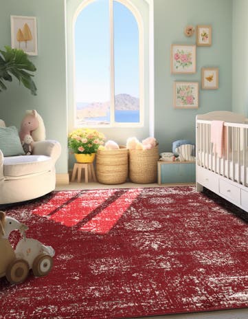 Burgundy Monte Carlo Square Rug