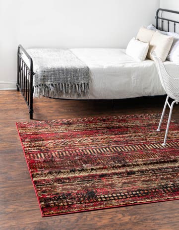 Burgundy Saturn Square Rug