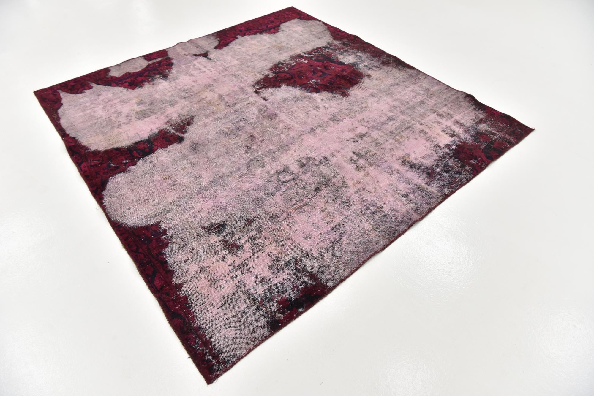6' 8 x 6' 10 Hand Knotted Ultra Vintage Persian Wool Square Rug