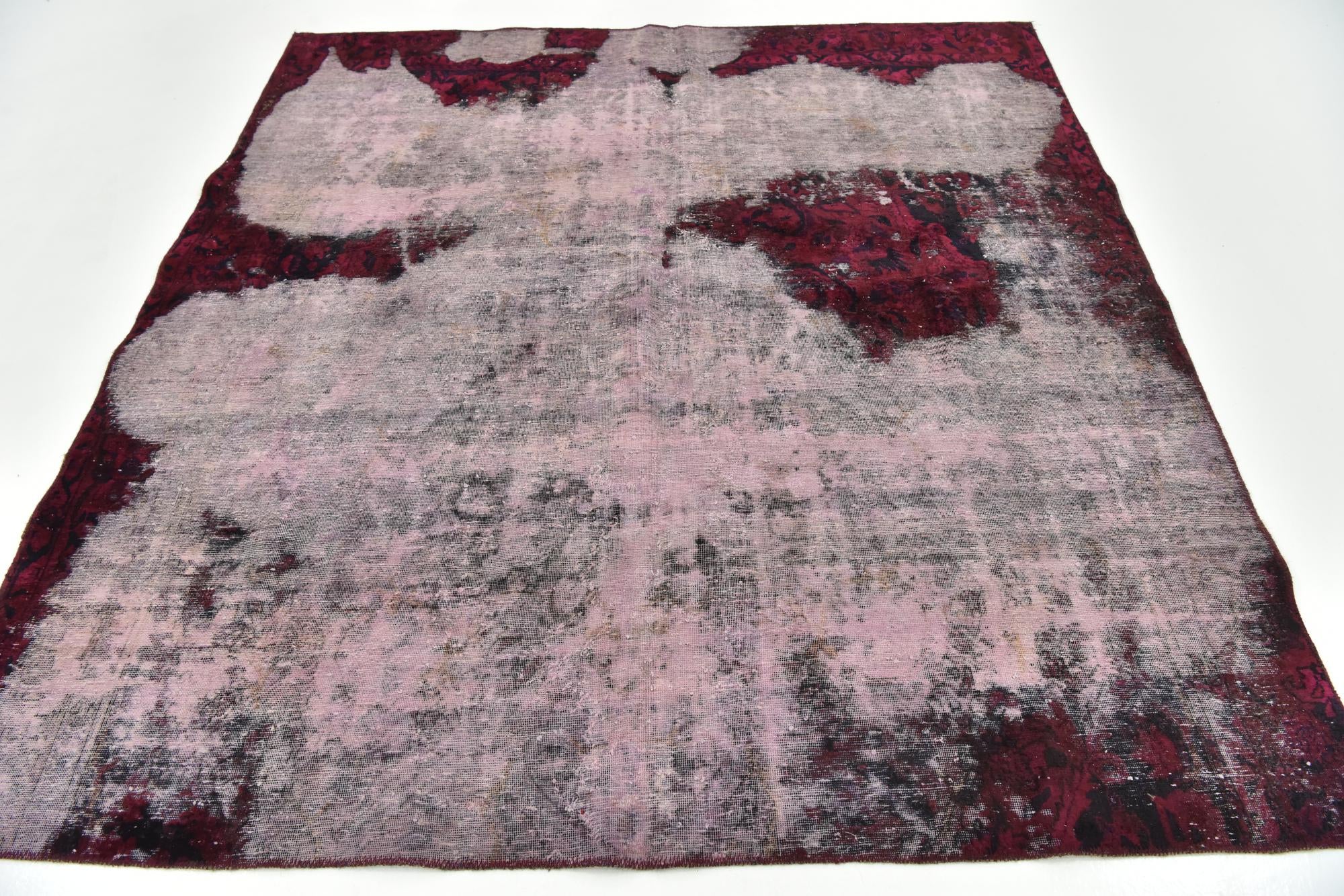 6' 8 x 6' 10 Hand Knotted Ultra Vintage Persian Wool Square Rug