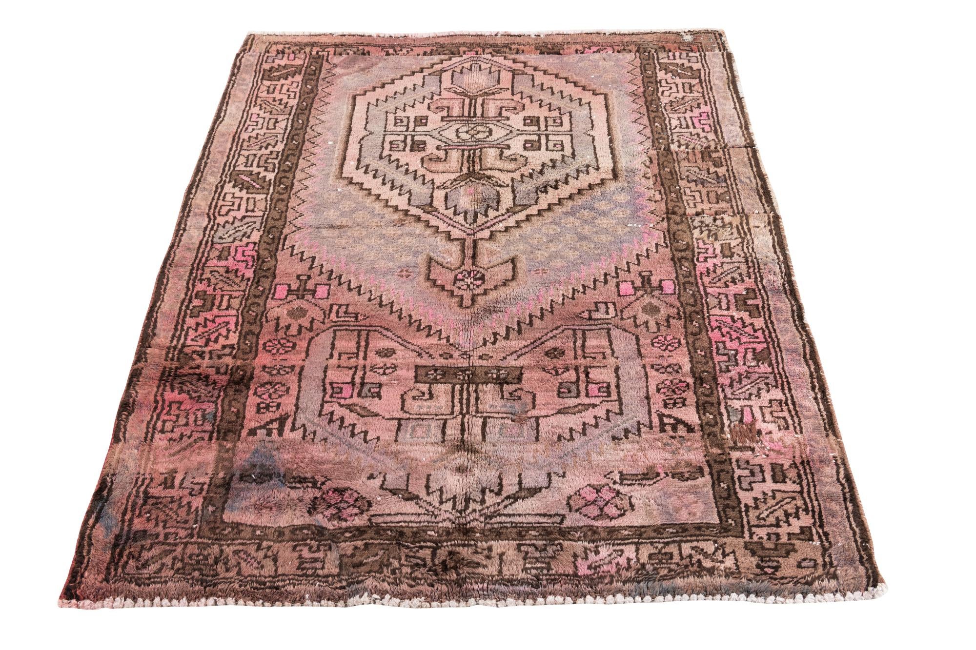 3' 10 x 4' 6 Hand Knotted Ultra Vintage Persian Wool Square Rug