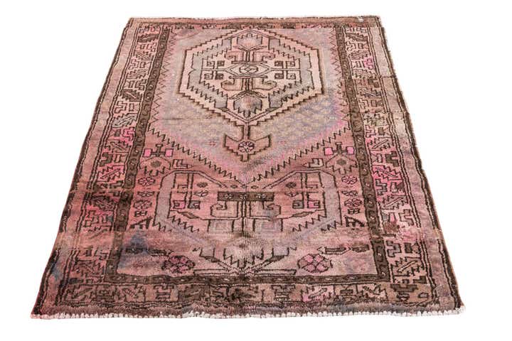 3' 10 x 4' 6 Hand Knotted Ultra Vintage Persian Wool Square Rug