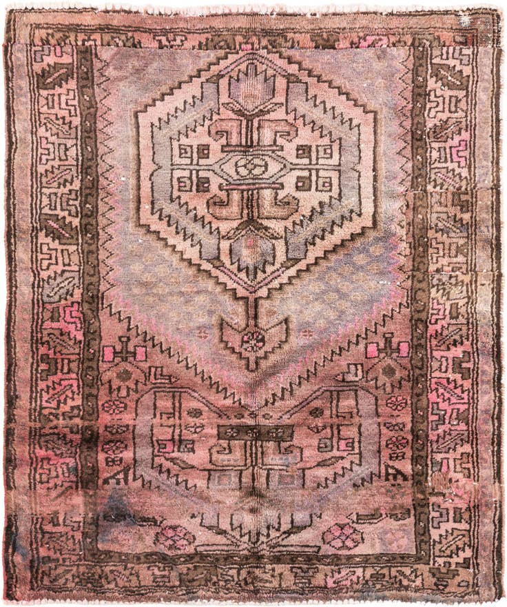 Detail image of 3' 10 x 4' 6 Hand Knotted Ultra Vintage Persian Wool Square Rug