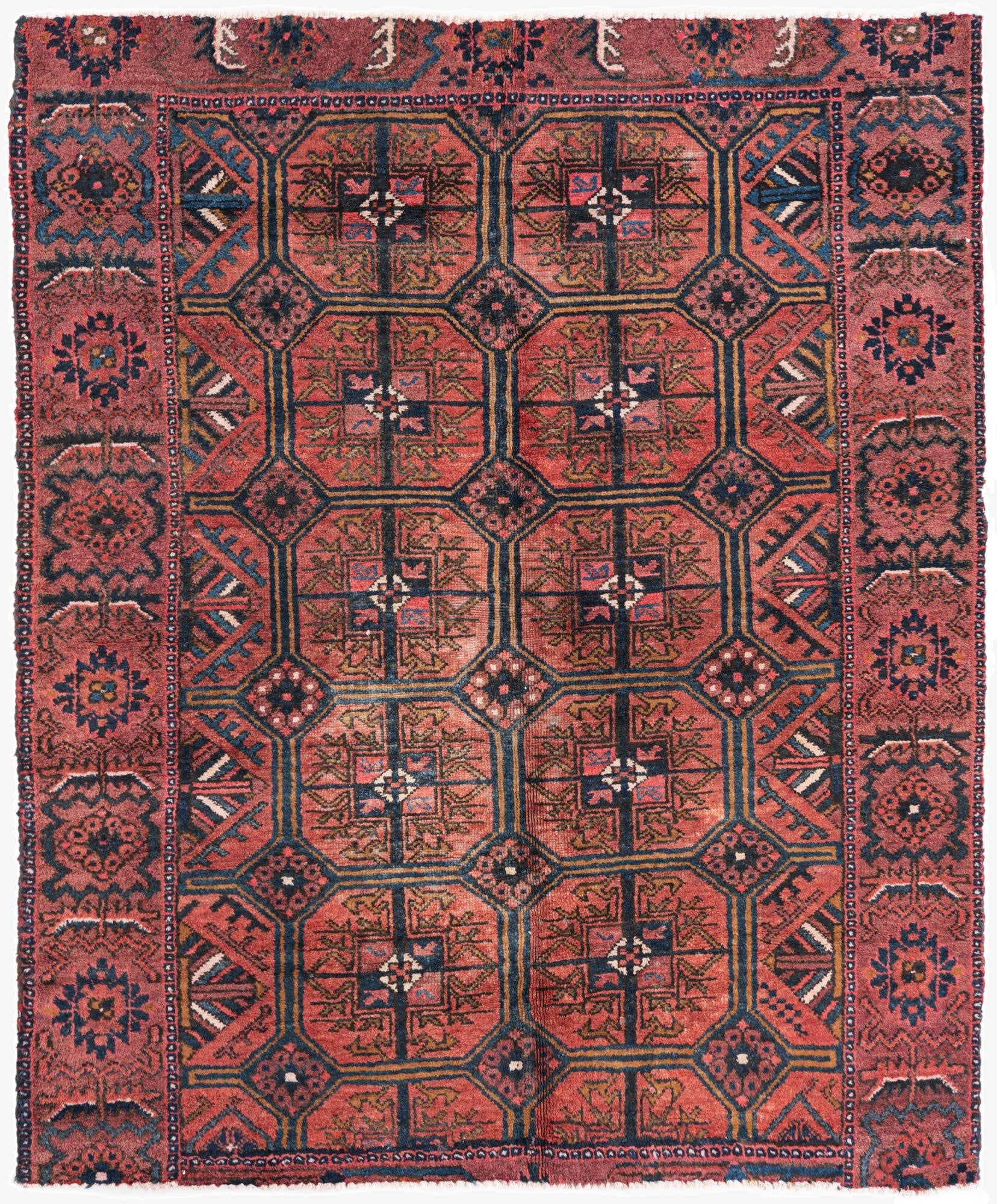 4' 9 x 5' 8  Hand Knotted Ultra Vintage Persian Wool Square Rug