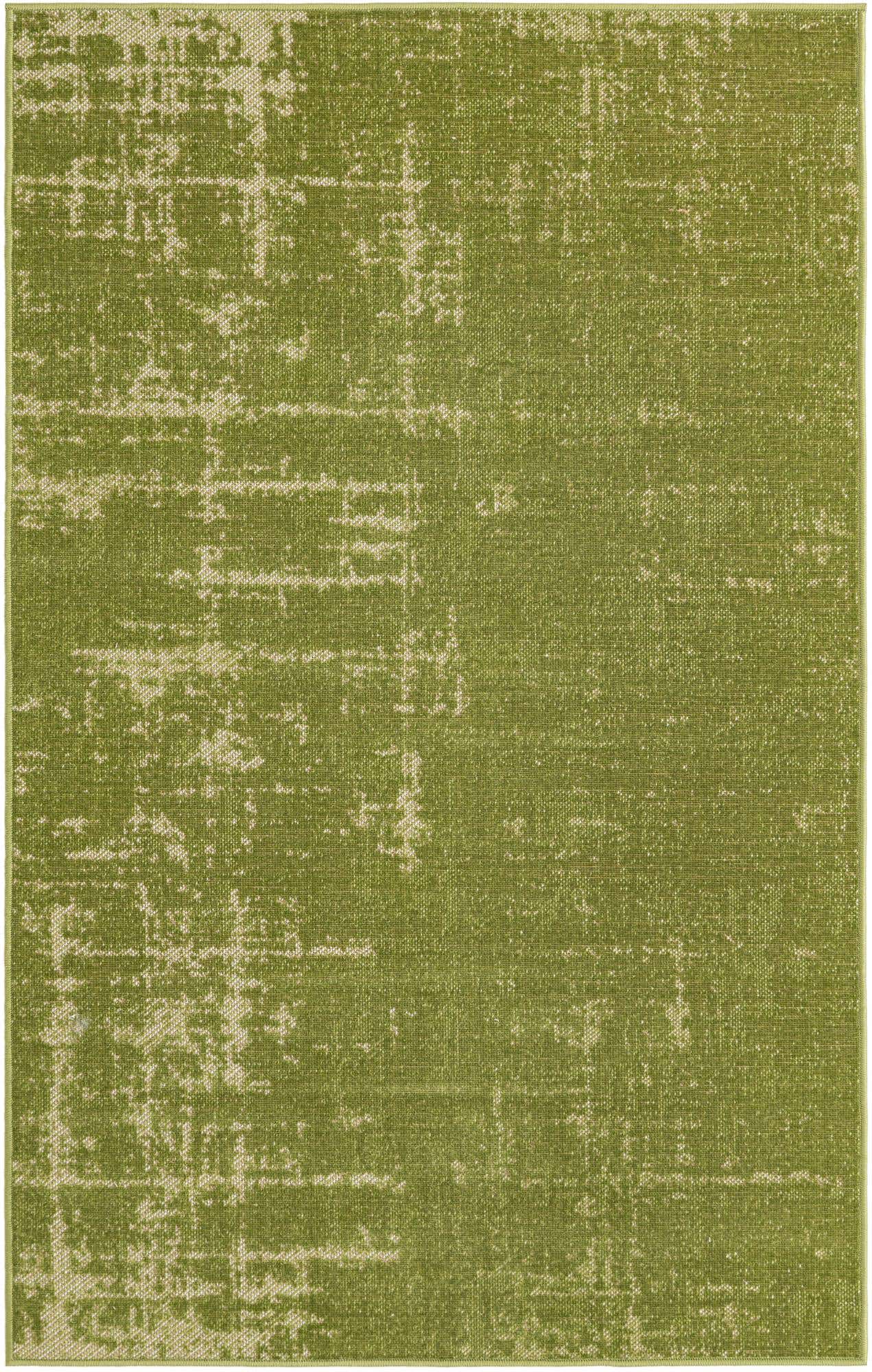 3' 3 x 5' 3 Byron · Abstract rug, green and ivory