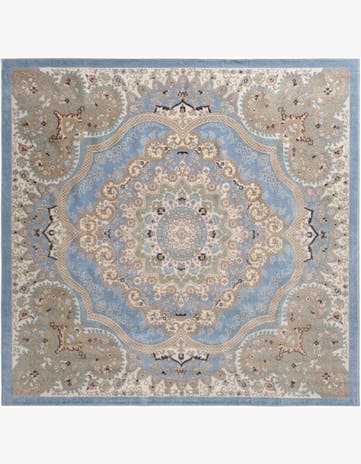 7' 10 x 7' 10 Candlelight · Border Washable Rug, light blue