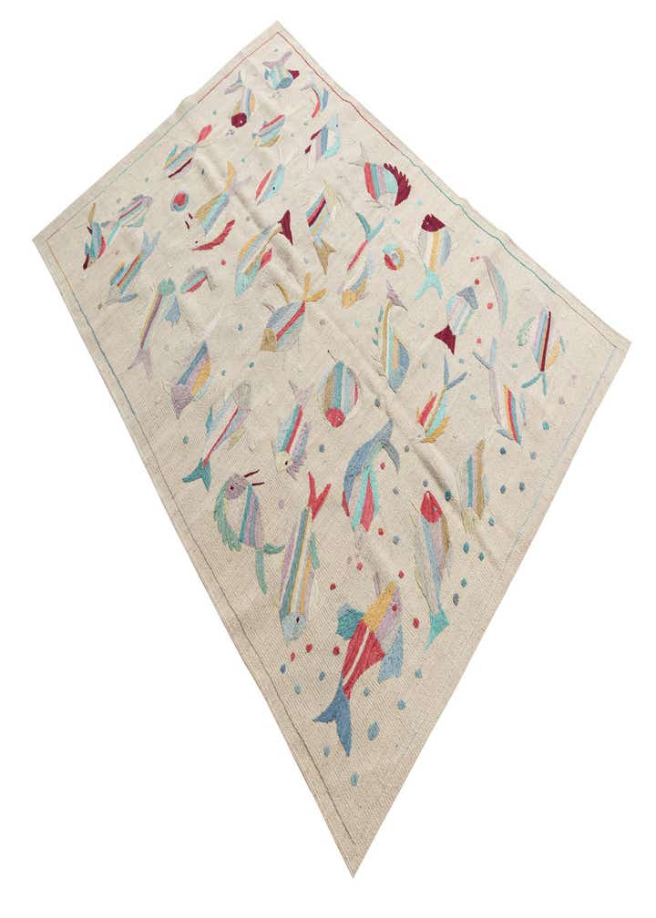 4' 2 x 6' Hand Woven Kilim Suzani Wool Rug
