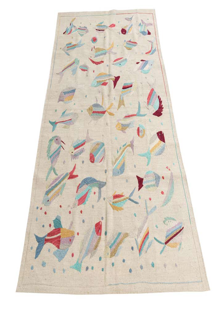 4' 2 x 6' Hand Woven Kilim Suzani Wool Rug